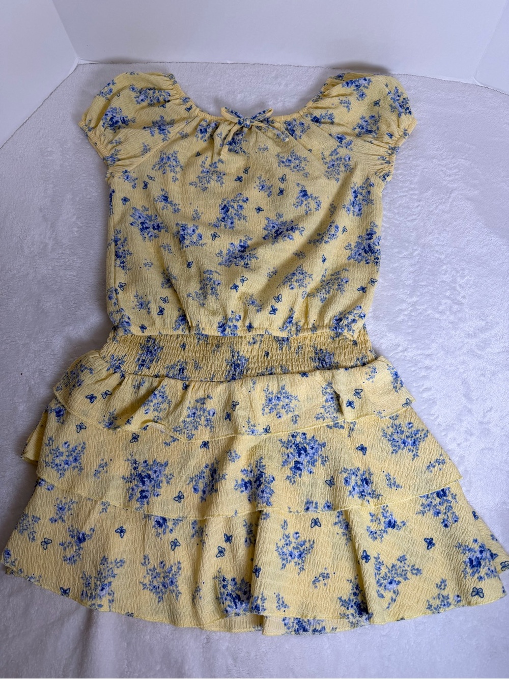 Amy Byer Yellow Set with Blue Floral Print Size 7/8